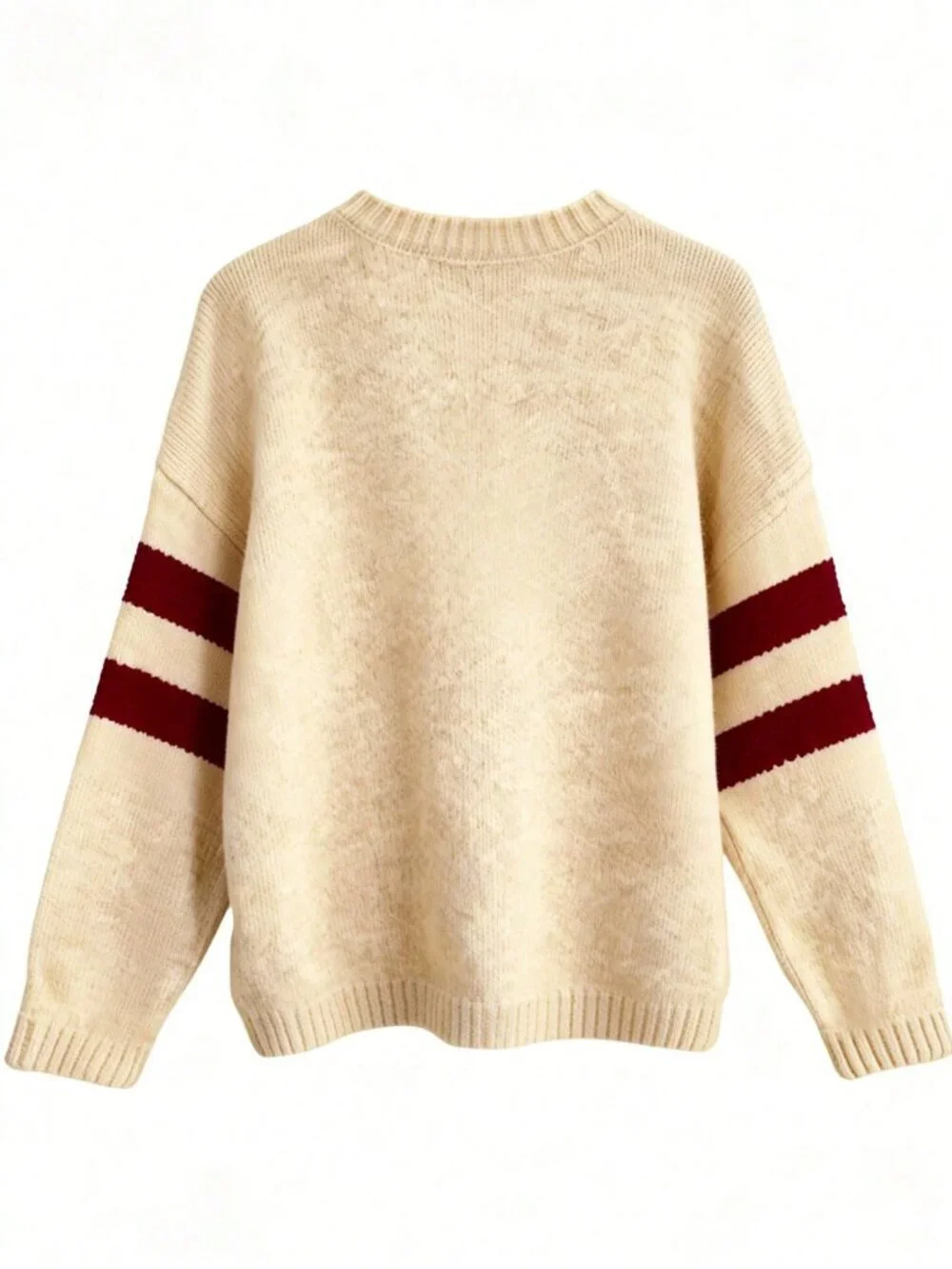 Apricot Casual Women's Colorblock Star Pattern Crew Neck Sweater